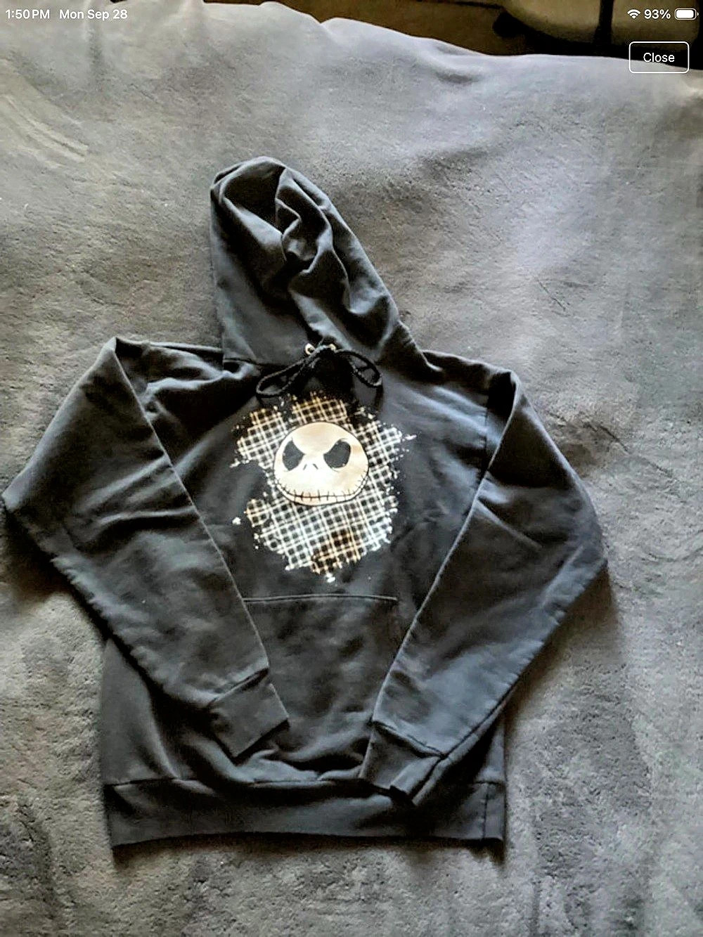 Disney The Nightmare Before Christmas Jack Skellington Plaid Face Hoodie